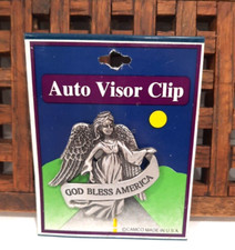 Angel Auto Visor Clip God Bless America NOS by Camco Made in USA 2"