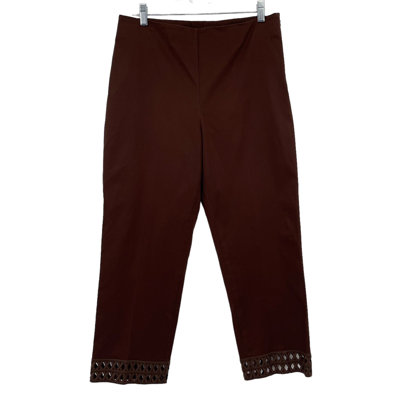 JONES NEW YORK Women Signature Brown Capri Cropped Pants size 10 cotton