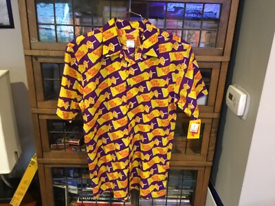 NWT Sugar Daddy Milk Caramel Candy All Over Print S/S Button Up Shirt SZ L -cool