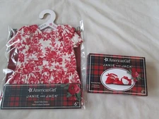 American Girl 18" Doll Janie and Jack Rose Bow Flats Floral Toile Dress Set NIP