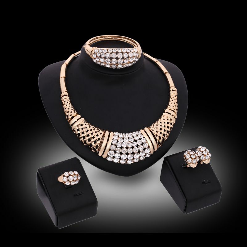 18k Gold Plated Sharp Jewelry Set with Rhinestones eBay