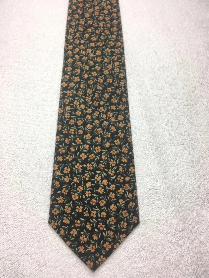 ТАНГО МУЖСКОЙ ГАЛСТУК ЧЕРНЫЙ С КОРИЧНЕВЫЙ И ЗЕЛЕНЫЙ ЦВЕТОЧНЫЙ 3,75 X 56 - Изображение 2 из 4