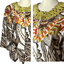 CHICO  S Size 1 Or Women  s 8 Embroidered Blazer Geometric Tribal Colorful