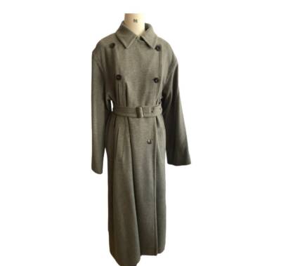 Vintage Toni Gard Womens Gray 100 % Cashmere Tie Waist Maxi Coat Size Medium