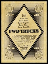 1917 FWD Four Wheel Drive Trucks NEW Metal Sign: Every Wheel A Driving Wheel