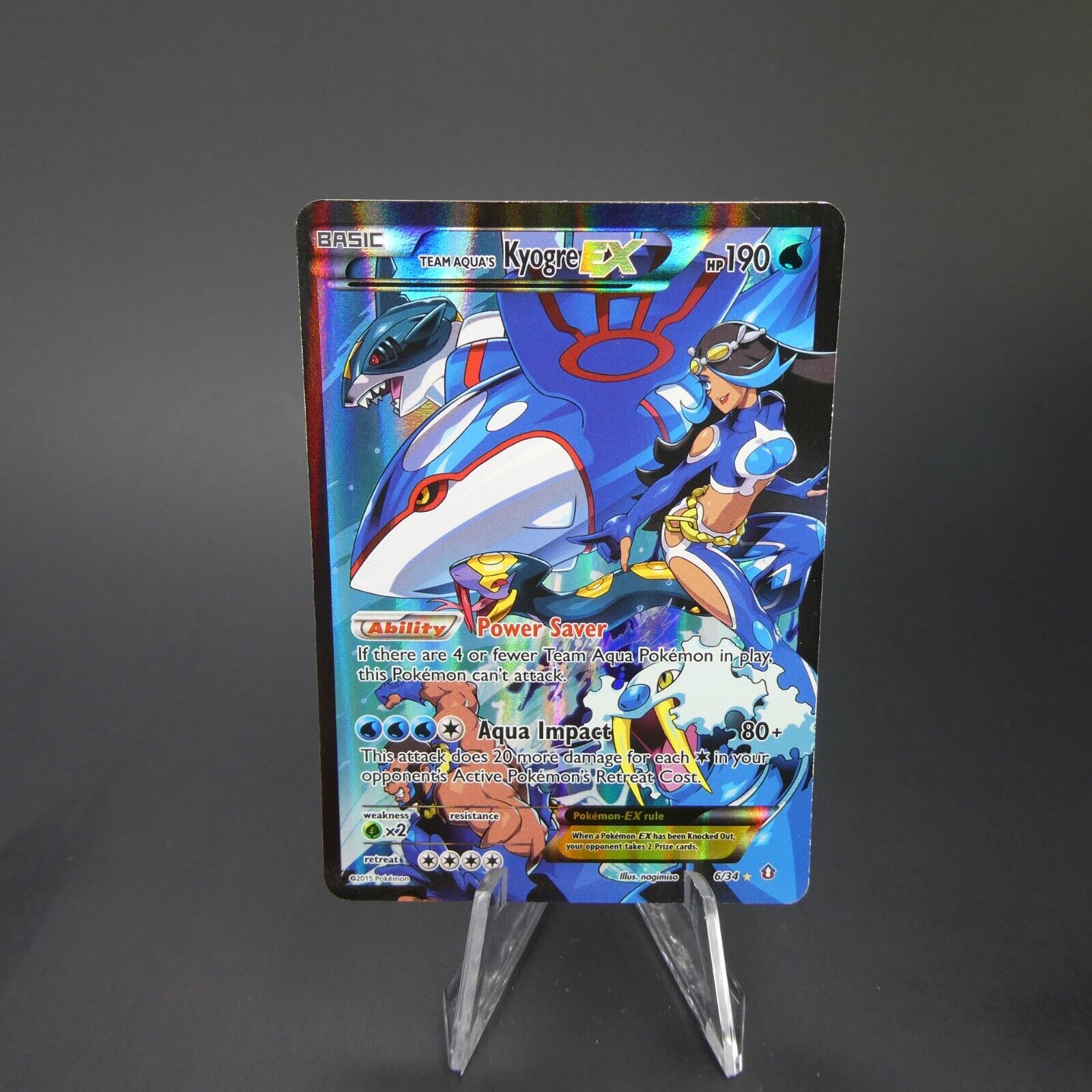 Team Aqua's Kyogre EX 6/34 Double Crisis Ultra Rare Full Art Holo Pokemon MP
