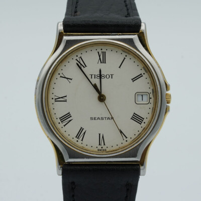 TISSOT SEASTAR QUARTZ HERREN UHR 34MM STAHL VINTAGE ARMBANDUHR TI016