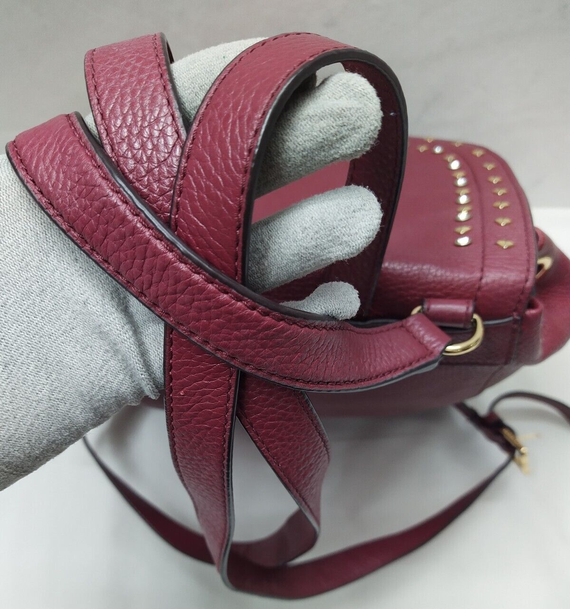 Michael Kors Burgundy Pebbled Leather Crystal Studded  display picture 1