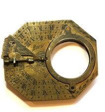 C1810 BRASS BUTTERFIELD SUNDIAL, GOOD COND. , THE COMPASS IS MISSING ,3 in LONG