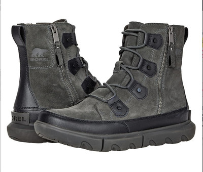 Sorel Mens Explorer Dual Zip Boot Waterproof Full Grain Leather Black/Jet 13M