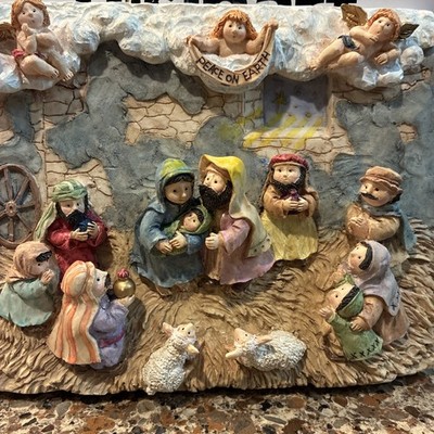 VTG 3D Nativity Scene Home Decor Christmas Wall Hanging Plaque Whimsical HTF