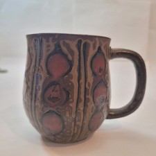 Artisan Studio Pottery Mug Brown Brutalist Te...