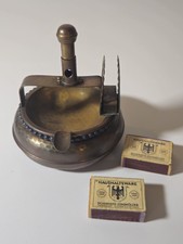 Antiker Zigarren Aschenbecher mit Schneider aus Metall 