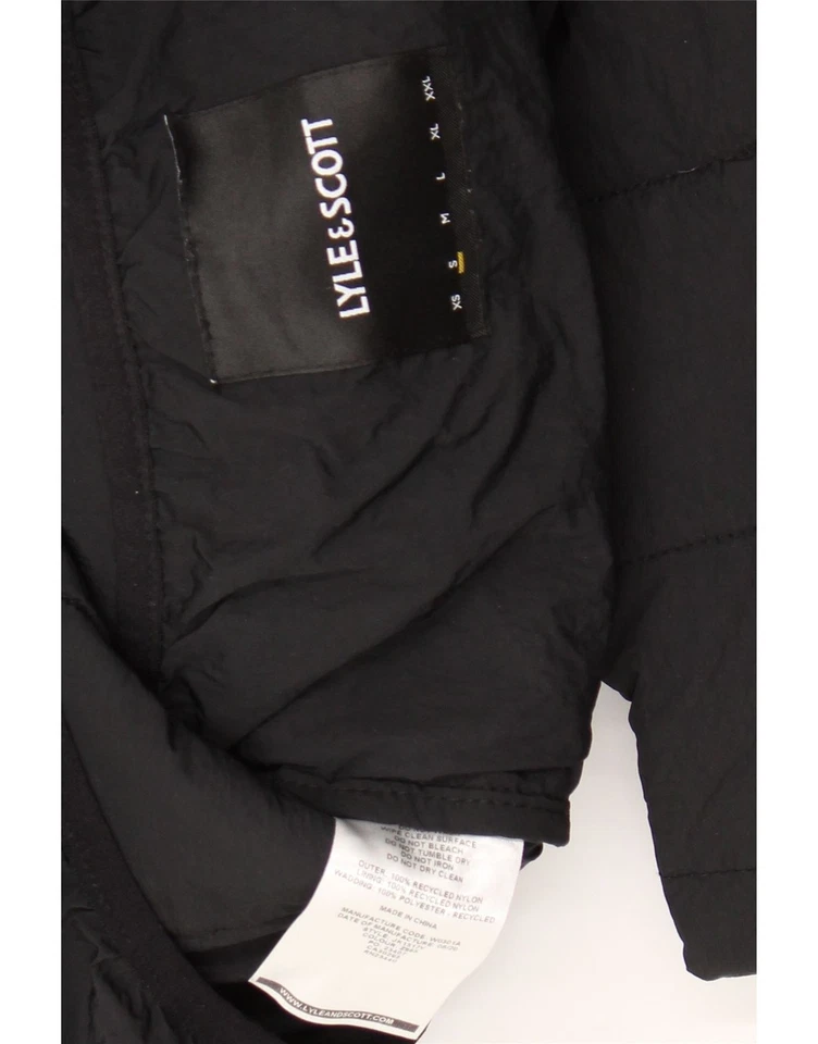 Chaqueta acolchada con capucha LYLE & SCOTT para hombre Reino Unido 36 pequeña negra de nailon BQ06 Foto 3 de 3