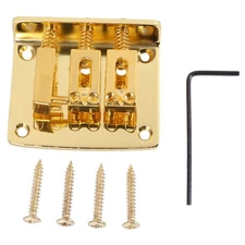  Guitar Parts: 3-string Gold Top Loading Hard-tail Adjustable Bridge Gold1437