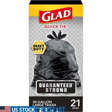 Heavy Duty Trash Bags 30 Gallon Quick-Tie Resealable Large Garbage Bags 21 Count