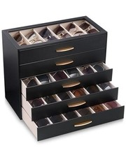 Sunglasses Organizer Case for Women, Eyeglass Storage 30 Slots Black 5 Layers