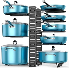 ORDORA Pots and Pans Organizer for Cabinet Expandable Height 11.65'' to 19", 8 T
