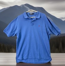    Men  s Knit Polo by Ralph Lauren Classic Fit Blue Polo Shirt Size XL  