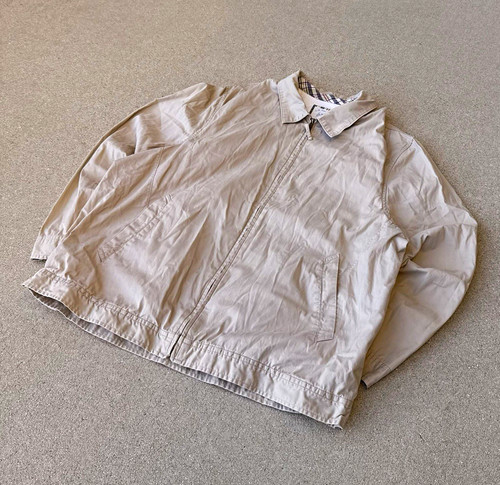G.H. Bass, Vintage G.H. Bass & Co. tan/cream Flannel Lined cotton Harrington Jacket Mens XL