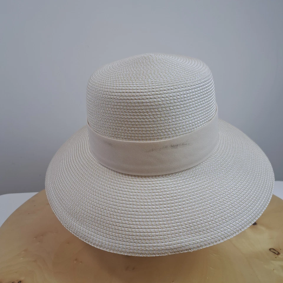 Eric Javits Mujer Blanco Ala Ancha Embalable Informal Sombrero para el Sol con Banda de Cinta Foto 2 de 4