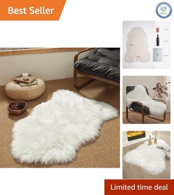 Luxurious 2x3 Ft Ashler Faux Fur Rug - Soft Mongolian Sheepskin Touch
