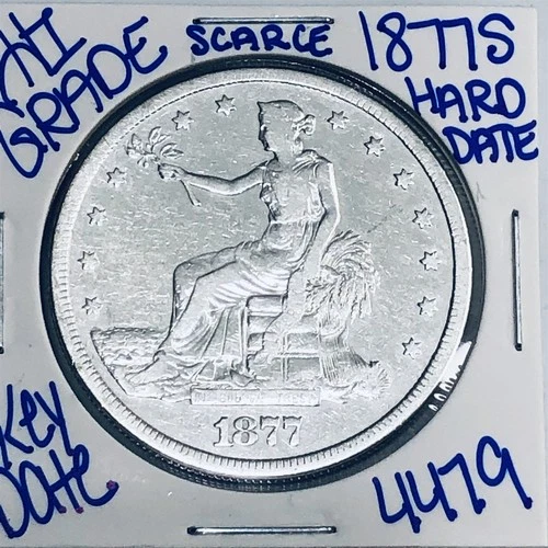 1877 S SILVER TRADE DOLLAR AUTHENTIC HI GRADE U.S. MINT COIN RARE KEY DATE 4479