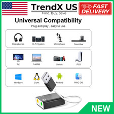 USB Audio Adapter External Sound Card for PC Laptop Microphone Adapter to 3.5mm