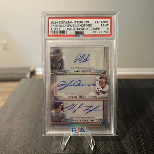 2024 Bowman Sterling - Triple Auto Paul Skenes, Crews, Langford 16/25 - PSA 9