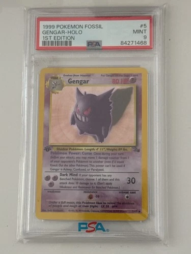 Gengar 5/62 Fossil Holo 1st Ed - PSA 9