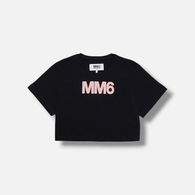 MM6 Maison Margiela Unisex Kids' Black Cropped Logo T-Shirt Size 12 Years
