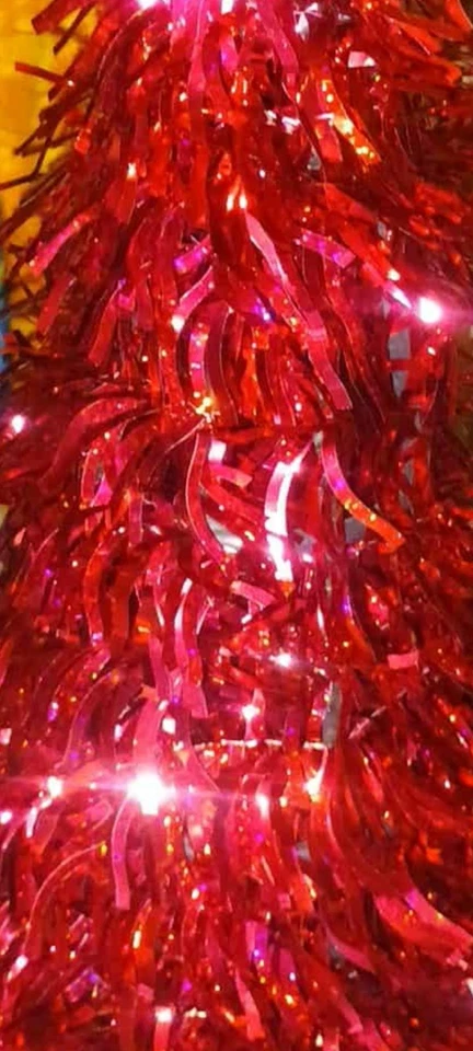 Red Tinsel Christmas Tree/Valentine Decorative Holiday Decor 19 Inches - Image 3 of 4