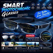 Multifocal Progressive Photochromic Reading Glasses Blue Light Blocking Readers