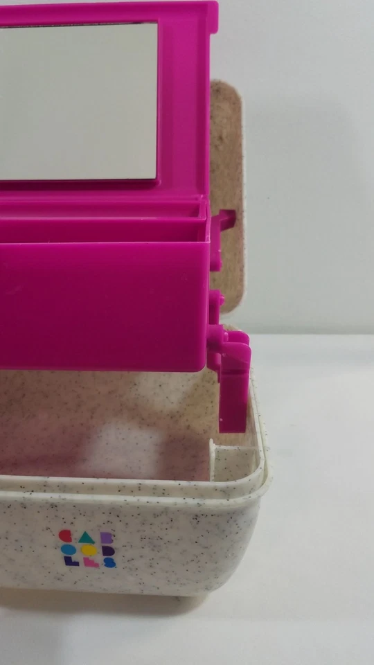 Caboodles Tiered Makeup Organizer With Mirror Magenta Stone Gray Vintage - Image 3 of 4