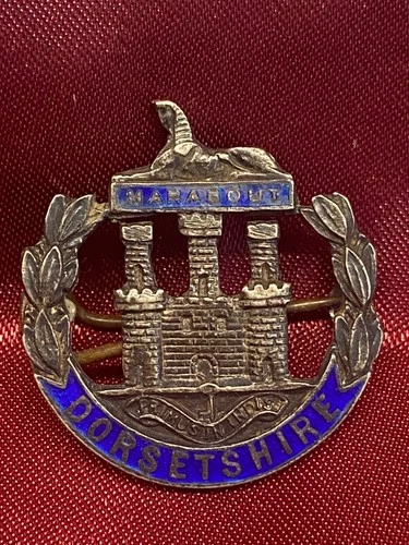 Lovely WW1/2 Silver Enamel The Dorsetshire Regiment Sweetheart Brooch w/fixing