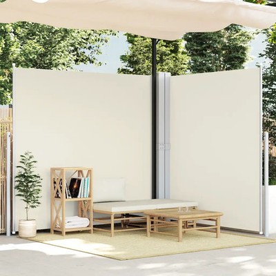 Outdoor versenkbare Seitenmarkise creme 200x600cm Polyester PU beschichtet doppelseitig