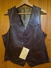 Vintage Deadstock NOS NWT Leathercraft Size 40 Leather 4-Button Vest 19"x23"