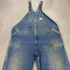 Carhartt Dungarees Adult 50x30 Blue Overalls Bib Carpenter Workwear Denim Men
