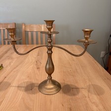 Brass 3 Arm Candelabra Taper Candle Holder 11.5 x 13.5