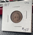 1907 1C Indian Head Cent UNC Uncirculated RB Red Brown Choice Coin