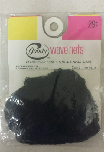 Vintage Hair Nets! Wave Nets! Elastic Edge! (2 - Black !) Unique old Item! NICE! - Picture 2 of 3