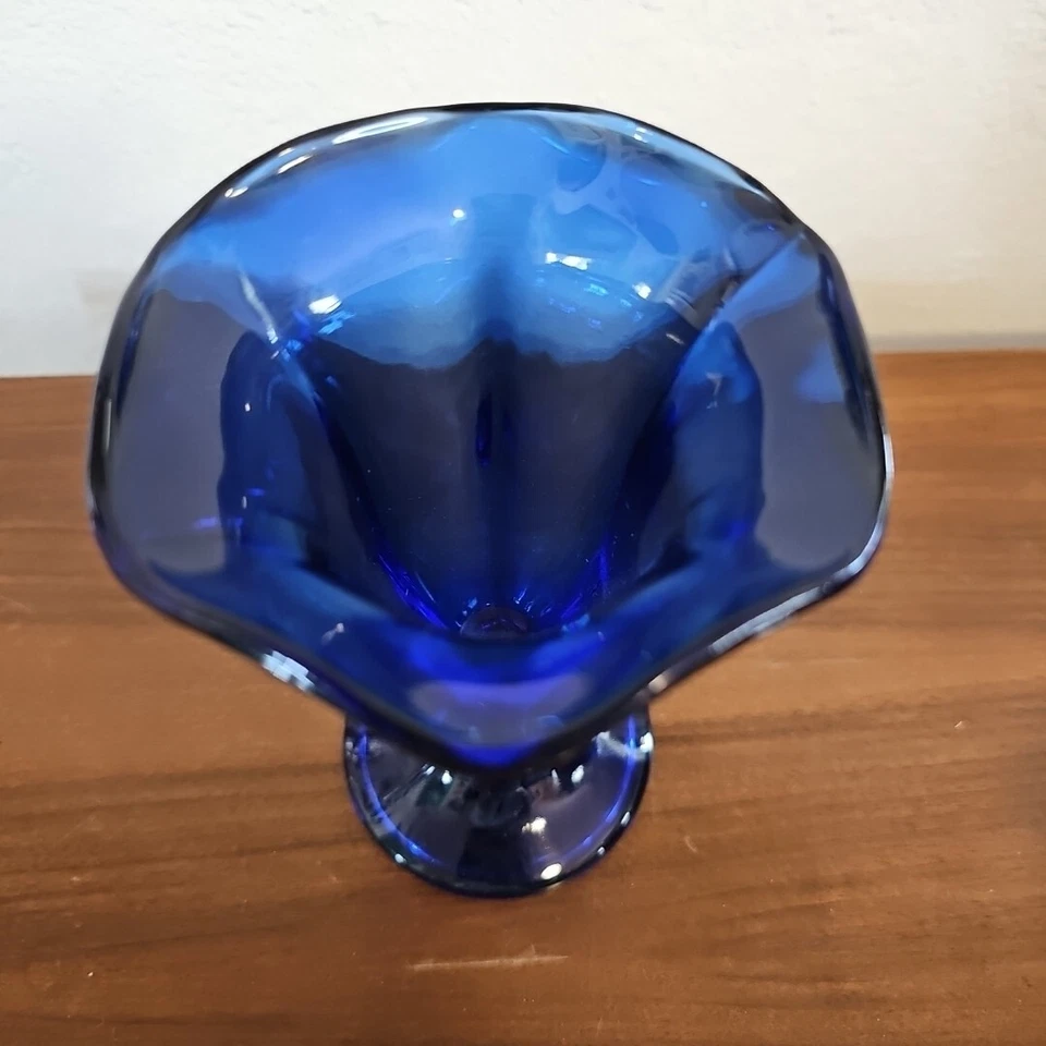 Vaso de helado de postre azul cobalto vintage de Anchor Hocking Foto 2 de 4