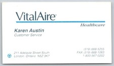 Business Card London ON VitalAire Healthcare ...