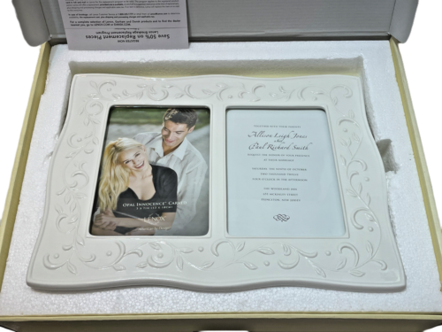Lenox American By Design Opal Innocence Carved Double Invitation Picture 5" x 7" - Picture 1 of 9