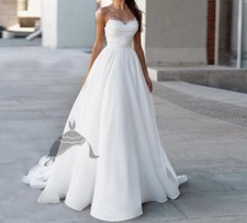 Elegant A Line Beach Wedding Dresses Sleeveless Sweetheart Beading Bridal Gowns