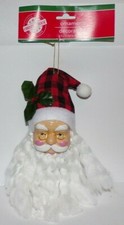 Santa Claus Red Buffalo Plaid Hat Ornament Wired Hat 10" Long Buy 1 Get 2 FREE 