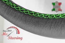 FOR LINCOLN NAUTILUS 19-19 BLACK LEATHER STEERING WHEEL COVER GREEN STIT