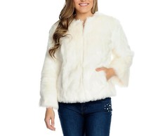 New Mōd X Faux Fur 3/4 Bell Sleeve 4-pocket Hook Front Jacket
