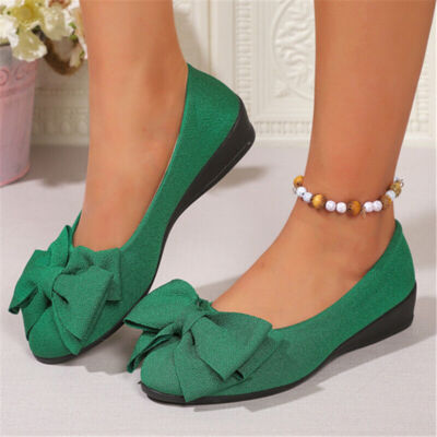 New Bowknot Flats Shoes Fashion Casual Round Toe Slip-On Shoes Loafers Women