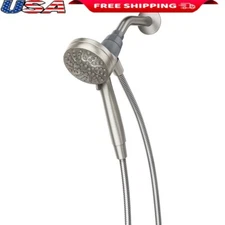 Six Function Handheld Shower W/ Magnetic Docking Easy Install Brushed Nickel New